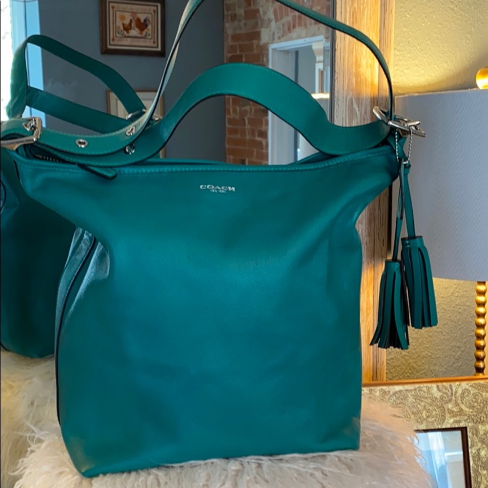 Beautiful Green Large Coach Shoulder bag